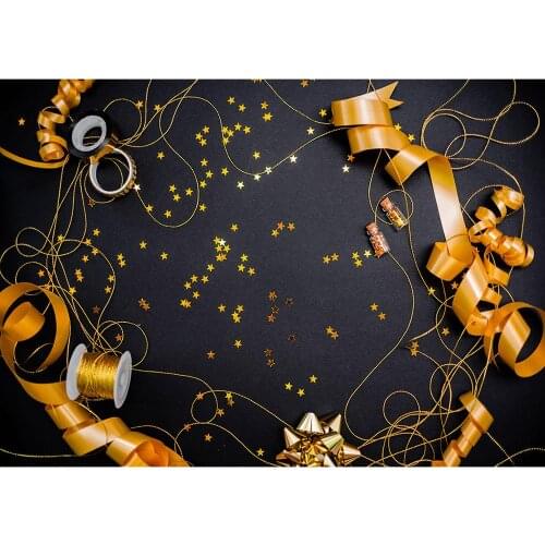 Photography Backdrops Golden Stars Ribbon Silk Vinyl Cloth Background Photo Studio for Wedding Children Baby Shower Photobooth