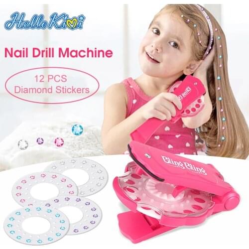 HelloKimi Hair Modeling Tool Nail Drill Rig Diamond Stickers Rig Toy Girls DIY Hair Accessories Dress Up Drilling Flash t