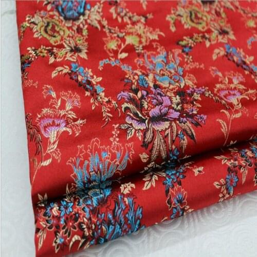 HLQON 75cm width satin brocade yarn dyed fabric for patchwork felt tissue telas cheongsam dress children cloth coat bed sheet