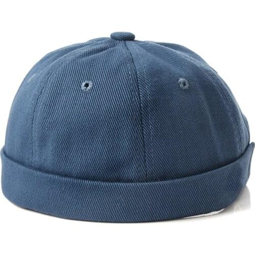 Novelty Fold Skullcap Vintage Solid Color Sailor Cap Watermelon Hat Men Bucket Cap Brimless Hat Adjustable Cotton Bonnet Women