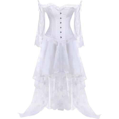 Steampunk Corset Sexy Gothic Bustier Irregular Palace Style Top Lace Strapless Dress Slimming Burlesque Clothes