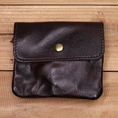 100% Genuine Leather Wallet For Men Women Vintage Handmade Short Small Mens Purse Card Holder With Zipper Coin Pocket Money Bag