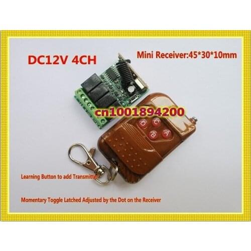 DC12V 4CH Mini Remote Control Switch Small Volume Power Remote Control ON OFF System Leanrning Code Momentary Toggle Latched