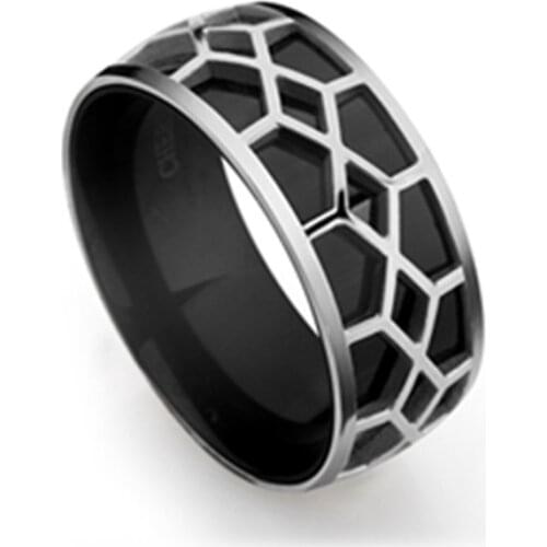 MOREDEAR 10mm Punk Rock Style Black Color Ring Mens Fashion Chunky Finger Bling Titanium Steel Rings