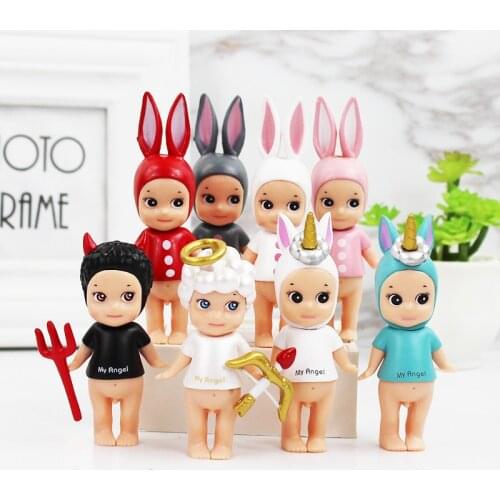 8CM-10CM Sonny Angel Unicorn Devil Cupid Cartoon Animals Rabbit Horse Doll Cake Toys Model doll