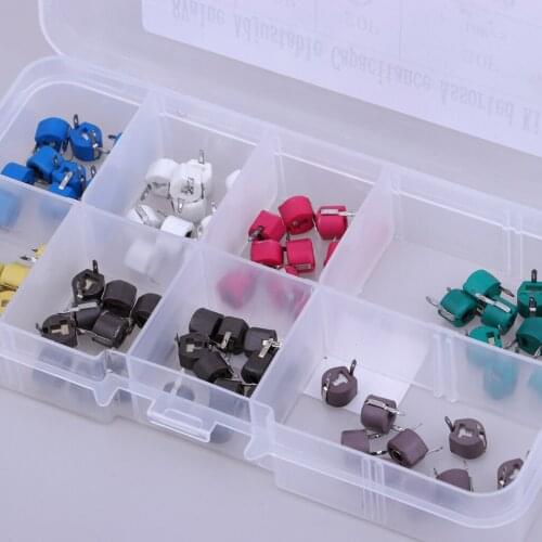 80Pcs 6mm Plastic Cover Trimmer Variable Capacitance 5P 10P 20P 30P 40P 60P 70P 120P Capacitor Kit for