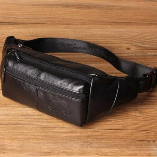 Men Genuine Leather Waist Bag For Male Chest Bags Travel Cell/Mobile Phone Bag Travel Fanny Pack Shoulder Messenger Bags