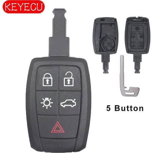 KEYECU Smart 5 Button Remote Car Key Shell Case Keyless Entry Replacement for Volvo C30 C70 S40 V50 FCC ID: KR55WK49259
