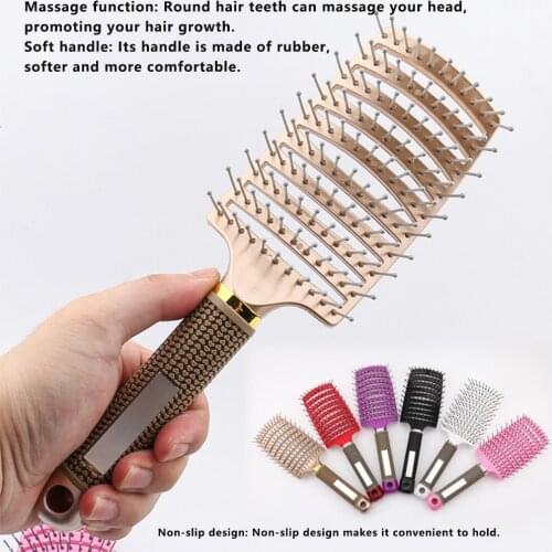 Girls Hair Scalp Massage Comb Hair Brush Bristle Nylon Women Wet Curly Detangle Hair Brush for Salon Hairdressing Styling Tools