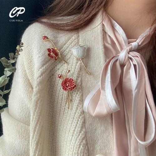 Luxury Lily Tulip Cosmos Brooch Spring Flowers Plants Gentle Women Wedding Pin Brooch Graduation Gift