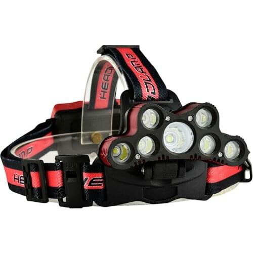 With SOS Help Whistle Bike Light 7LED 2200 Lumens Bicycling Headlight 6 Switch Modes 18650 Rechargeable Fishing Hunting Light