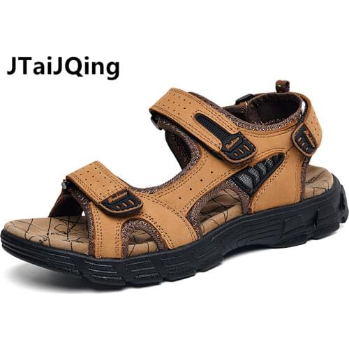 Mens Leather Sandals Soft Driving Shoes Footwear Summer 2021 Man Sandals