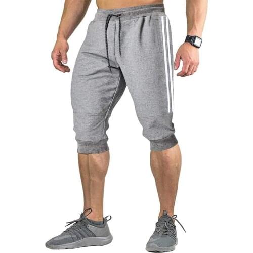 Summer New Knee Length Shorts Fashion Side Stitching Striped Shorts Casual Drawstring Sports Pants Oversized Fitness Mens Pants
