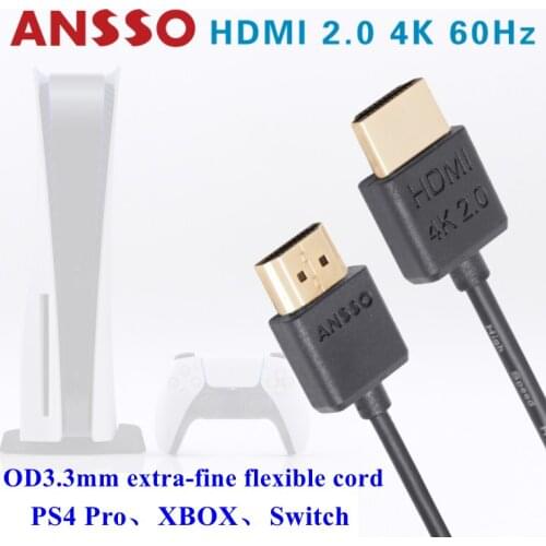 HDMI-compatible 2.0 Super soft cable PS4 pro XBOX Switch 4K 60P Connection monitor recorder 18Gbps HDR signal Ultra Slim