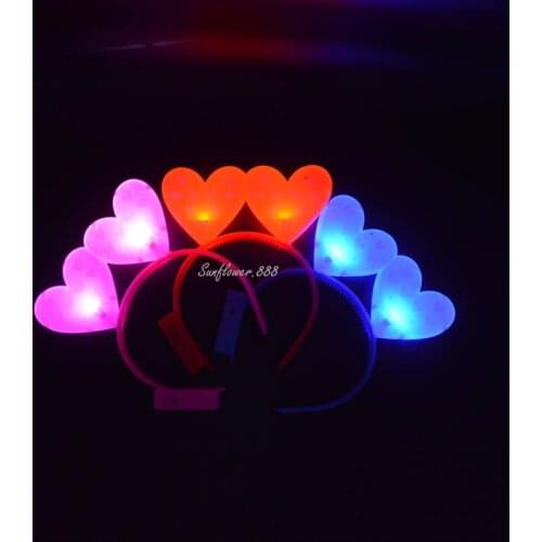 LED Double Heart Light UP Headband Flashing Blinking Head Band Party Wedding