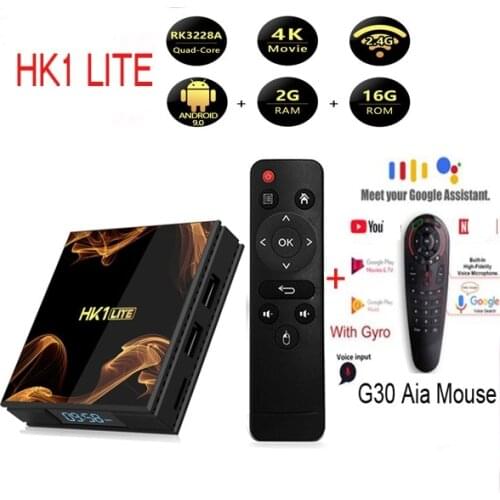 HK1 LITE Android 9.0 TV Box RK3228A Quad Core 2G 16G optional g30 voice air mouse 2.4G WIFI 4K