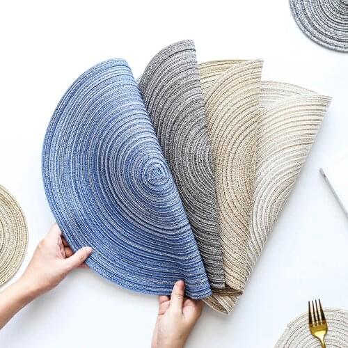 High Quality Cloth Table Mat 4 Colors Set De Table Circular Threaded Coasters Tea Pad Placemat Individuales Coffee Pad Non-slip