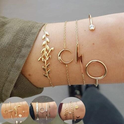 YC-UPGO Bohemian Geometric Bracelets & Bangles For Women Gold Color Crystal Charm Multi-layer Bracelet Femme Party Gifts
