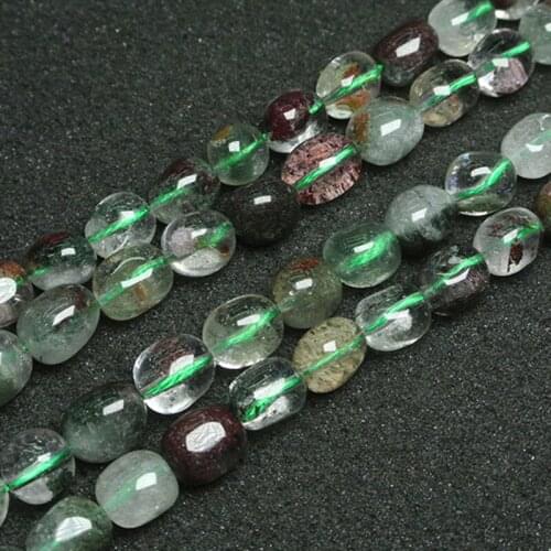 Natural Freeform Potato Green & Clear Ghost Quartzs Beads For Jewelry Making Beads Bracelets 15'' Needlework DIY Beads Trinket