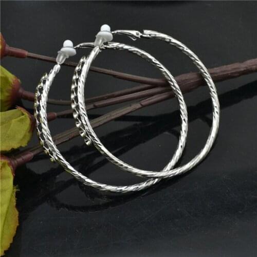 Clip on the ear Womens earrings without piercings No pain 2021 Big circle Shiny Ring Fashion Casual Young Girl Princess earings