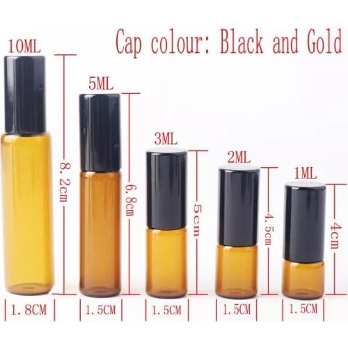 20pcs 1-10mML Brown Glass Essential Oil Roller Bottles with Glass Roller Balls Aromatherapy Perfumes Lip Balms Roll On Bottles