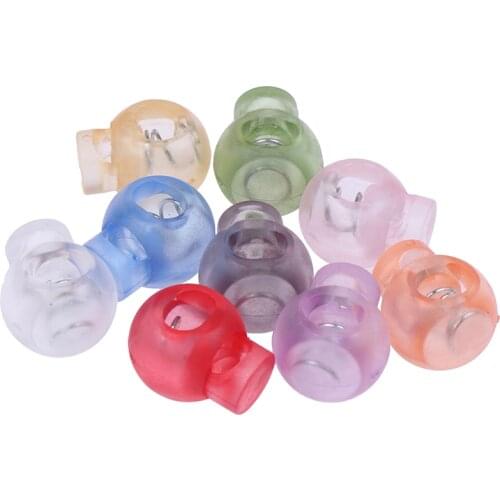 20Pcs Transparent Round Ball Stopper Mixed Colors Toggle Clip Colorful Ball Cord Lock Frost Shoe Lace Outdoor Backpack Bag Parts