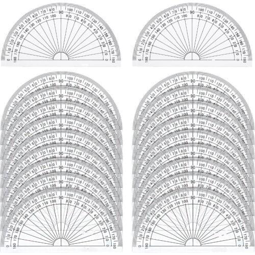20 Pack Plastic Protractor, 180 Degrees Protractor for Angle Measurement Student Math, 4 Inches, Clear
