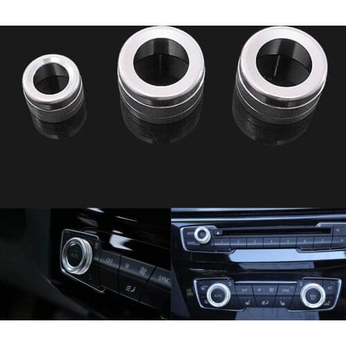 3x Car Interior Audio Volume Knob Adjust Button Trim Circle Ring For BMW X1 F48 1 2 3 4 Series F30 F34 F46 GT 2013-2017