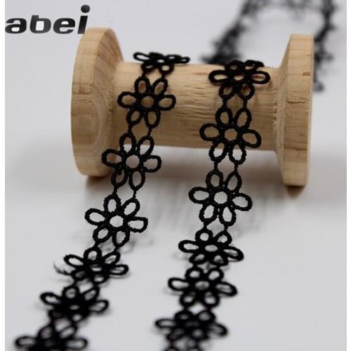 5yards/lot Black Lace Trims Hollow flower water soluble lace ribbon DIY necklace handmade Patchwork craft Sewing accessories