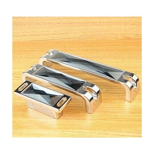 96mm Luxury Blue Crystal Wine Cabinet HandleS Mauve Crystal Cupboard Pull silver Zinc Dresser Drawer Wardrobe Funrinture handles
