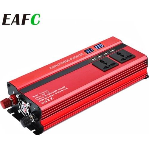 Car Inverter 12v 220v 2000W Voltage Transformer Car Converter 12 to 220 Inversor Auto Power Inverter Charger Adapter Display