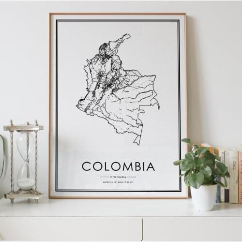 Colombia country Road map Nordic Living Room Decoration Canvas Poster Modern Home Decor Art Print Painting