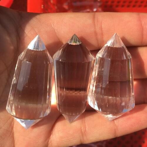 DS 50mm Natural Clear Quartz 24 Sided Vogel Style Wand Point Inspired Spiritual Reiki Healing Crystal Wand Home Decoration Gift