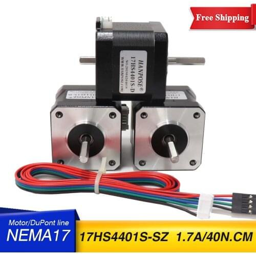 3PCS Stepper Motor 17HS4401S double shaft motor NEMA 17 1.7A motor 4-lead for 3D printer Stage lighting