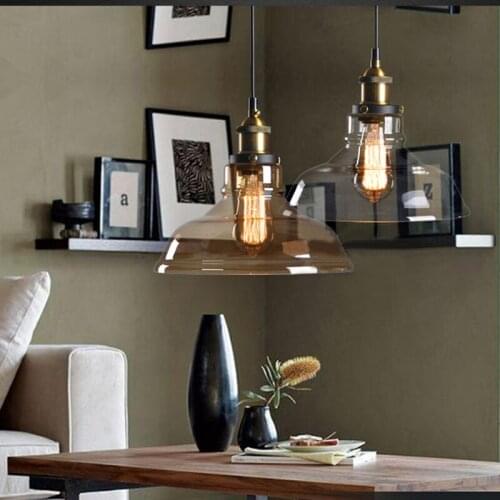 E26 E27 Pendant Lights Vintage Glass Lamp Luminaire Lampshade Hanglamp Light For Bar Restaurant Pendant Lamp Lustres Fixture