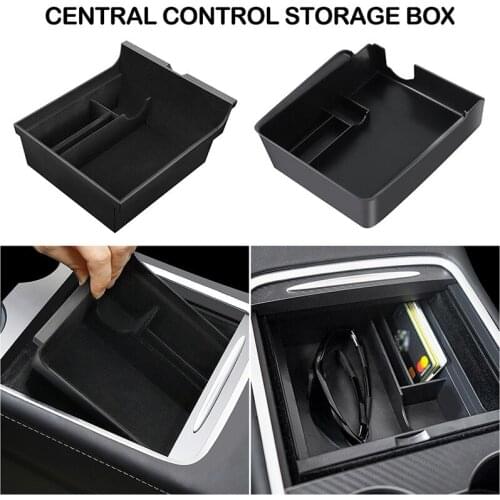 Storage Box for Tesla Model 3 Y 2021 Central Armrest Center Console Organizer Tidying Flocking Containers Car Stuff