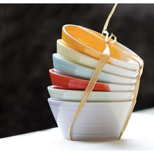MIDOSHARK 2Pcs Rainbow series creative ceramic bowl 250ml Salad bowl for kitchen