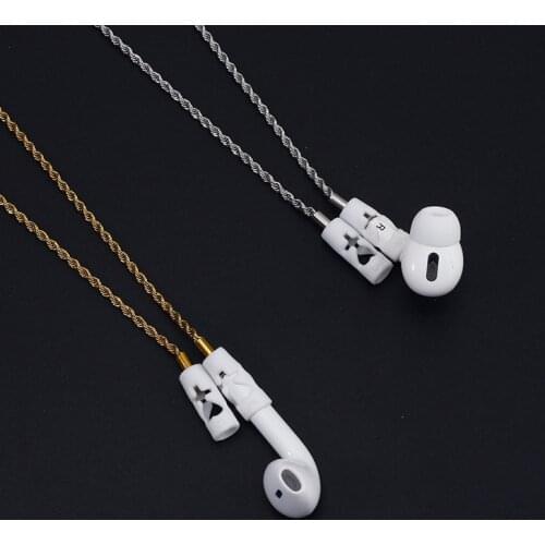 Strong Magnetic Wireless Headphones Chain Anti Lost Real Leather Stainless Steel Earphone Strap Compatible with Airpods and Pro