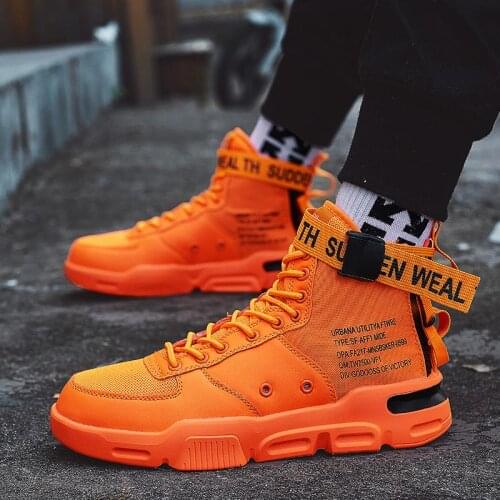 Large Size High Tops Breathable Running Shoes Men Sneakers Male Sports Shoes Sport Elegant for Man Orange Trainers Male B-851