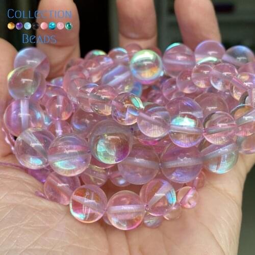 Natural Pink Austrian Crystal Stone Spacer Loose Round Bead For Jewelry Making 6-12 MM DIY Bracelets Accessories Wholesale