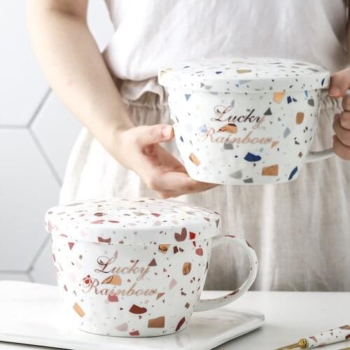 Creative Espresso Mug Ceramic Coffee Cute Breakfast Bowl Mug Home Office Reusable Taza Desayuno Home Garden Porcelain Cup DL60MK