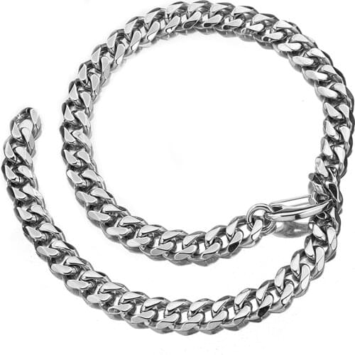Silver Color Cuban Link Chain Adjustable Choker with tail Hip Hop 15mm Big Stainless Steel Curb Rapper Necklace for Men