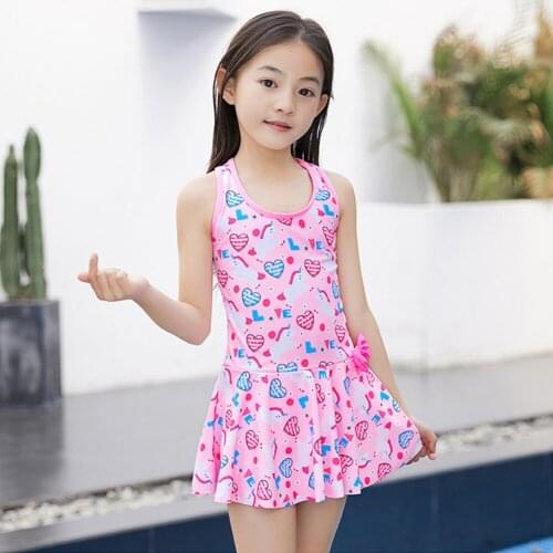 Girls Summer Dress Daily Unicorn Beachwear Kids Quick Dry Swimsuit with Skirts Child Printing Pool Bathing Clothes Cross Straps