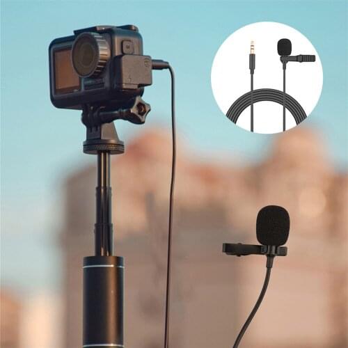 Mini 3.5MM Lapel Action Camera Microphone Hands Free Recording Wired Clip-on Microphone & Audio Adapter for Osmo Action Camera
