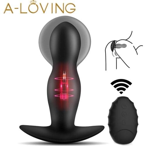 Inflatable Anal Dildo Vibrator Wireless Remote Control Prostate Massager Huge Butt Plug Anal Expansion Sex Toys For Man Couple