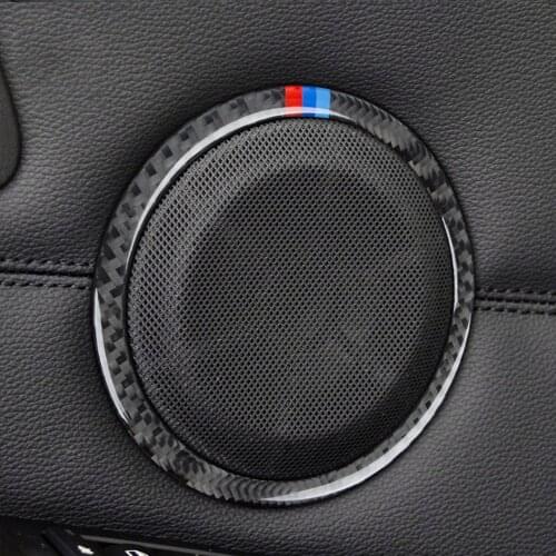 2 Pcs Carbon Fiber Car Interior Cover Trim Door Speaker Sticker For BMW E90 X1 E84 2005-2012 Series 3 Accessories