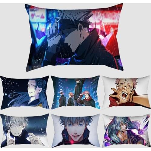 Japan Anime Jujutsu Kaisen Pillow Cover Figure Toys Single Side Printed Yuji Itadori Peach skin Home Halloween Costumes Gift Toy