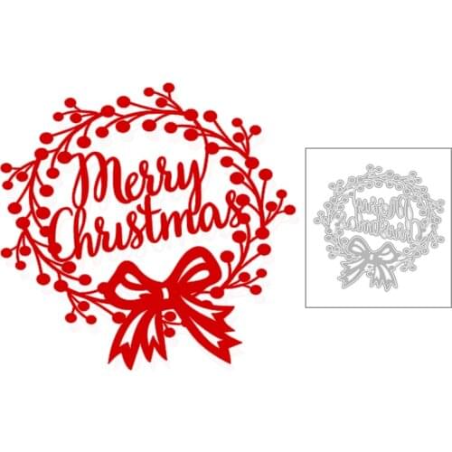 2020 New Merry Christmas Metal Cutting Dies English Words and Bow Wreath Die Cut Scrapbooking For Craft Card Making no Stamp Set