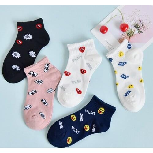 Harajuku Style New Socks Female Socks Shallow Mouth Korean Cartoon Korean Version of The College Trend Tide Socks Female Cute