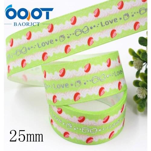 OOOT BAORJCT I-191203-2670,25mm 10yards Cartoon LOVE hot silver grosgrain Ribbons,Clothing DIY handmade Wedding Party Decoration